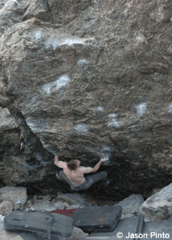 Jamie Emerson climbing Freaks of the Industry (V13)