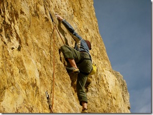 Peter Bonamici climbing Blank Man (5.13b) at Red Wing, MN