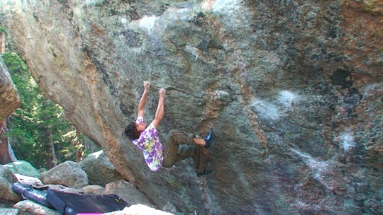 Phil Schaal sending Ode To The Modern Man (V14) at Mt.
<br> Evans, CO Phil Schaal sending Ode To The Modern Man (V14) at Mt. Evans, CO