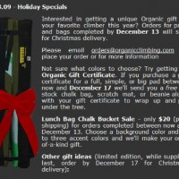 Organic Bouldering Holiday Sale
